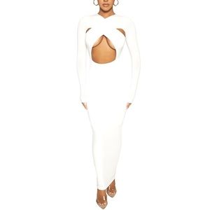 NWT Naked Wardrobe White CROSS BOSS MAXI DRESS (Small)